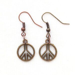 Peace Sign Dangle Earrings Retro 70s Hippie Boho Indie Jewelry Gift 1.5"